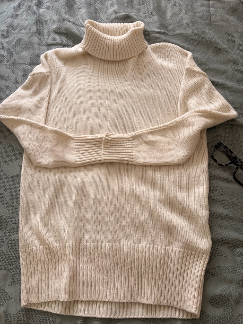 Women's Cream Turtleneck Sweater - Classic Cozy Knit